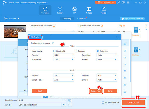 Tipard Video Converter Ultimate с пользовательским профилем и кнопкой Convert All
