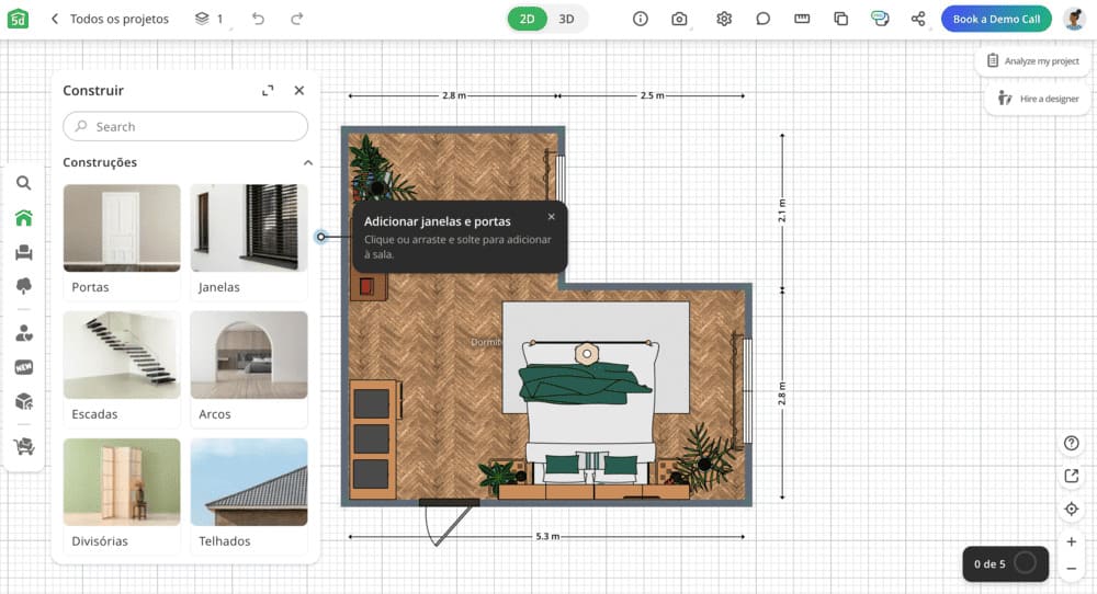 Редактирование плана помещения в Planner 5D