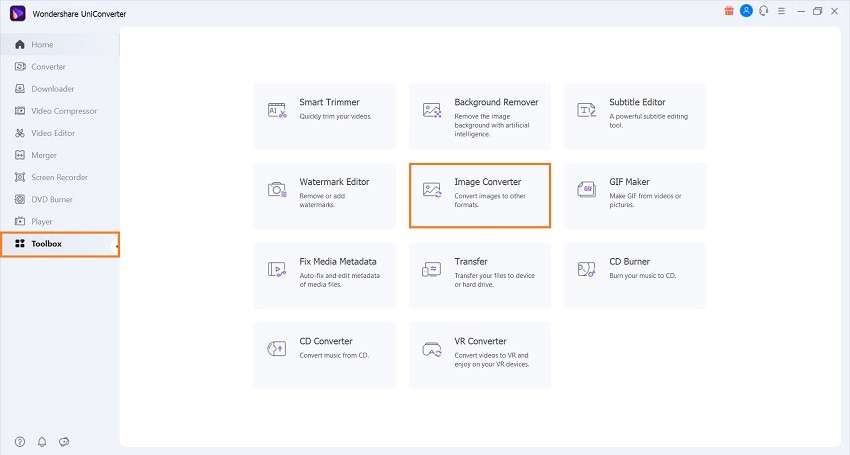 Открытие модуля Image Converter в Wondershare UniConverter