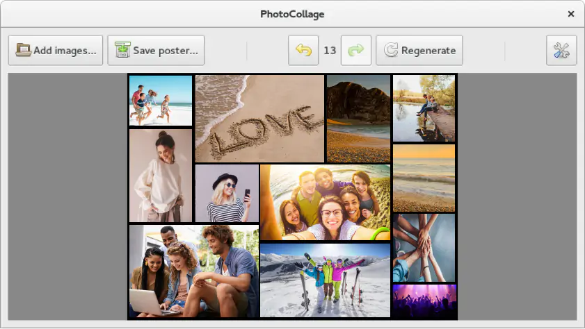 Интерфейс PhotoCollage в Linux