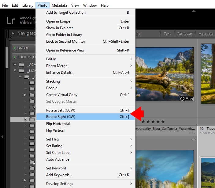 Adobe Lightroom Classic: команды поворота и отражения фотографии