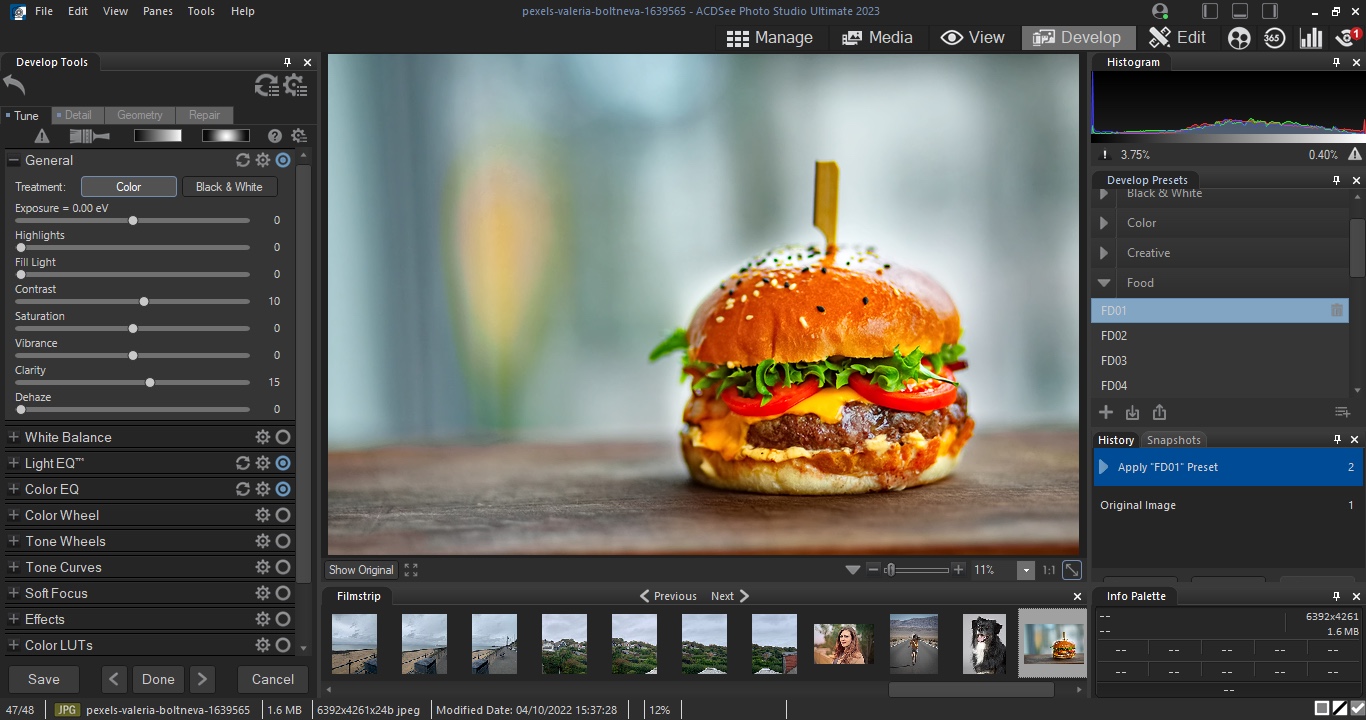 Интерфейс ACDSee Photo Studio с сеткой изображений и панелями управления