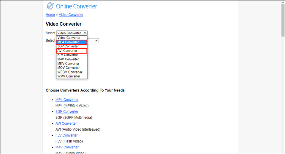 Интерфейс Online Converter