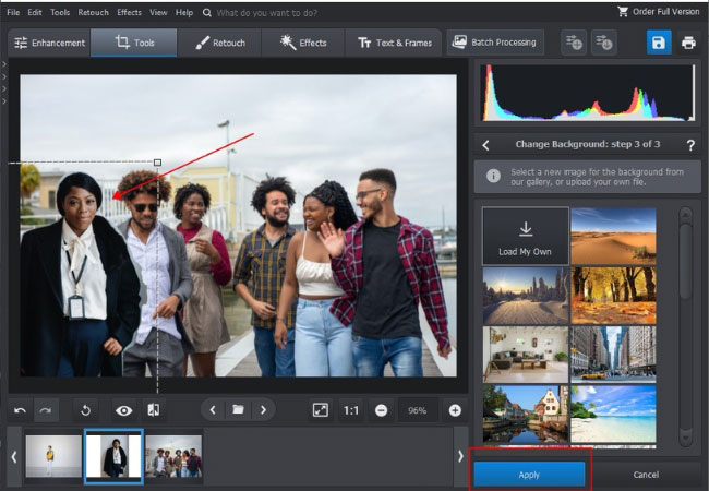PhotoWorks: размещение фигуры и применение изменений