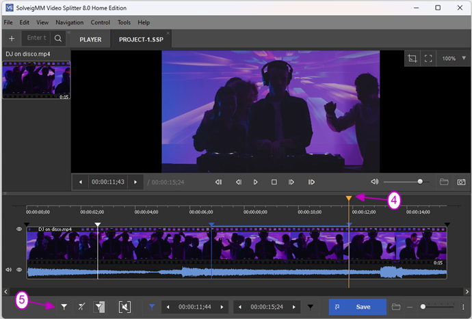 Маркеры на временной шкале SolveigMM Video Splitter