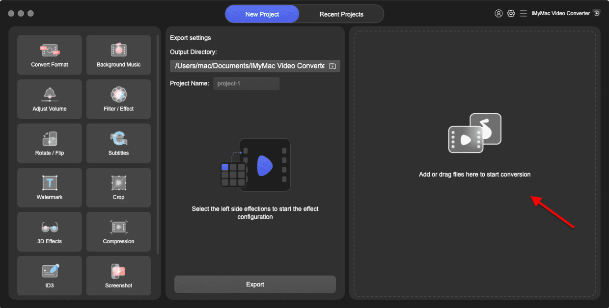 Добавление файлов в iMyMac Video Converter