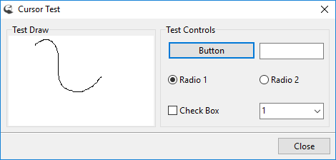 IcoFX: окно Cursor Test для проверки движения и точки клика