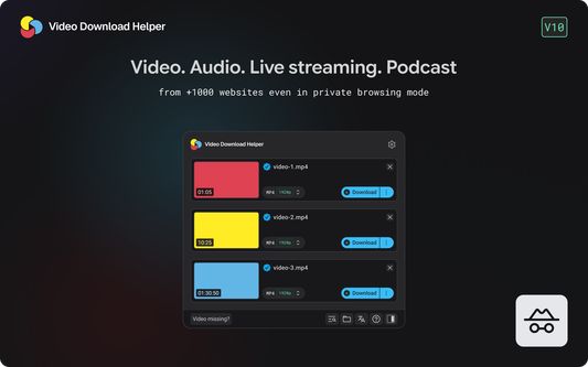 Выбор формата и качества в Video DownloadHelper