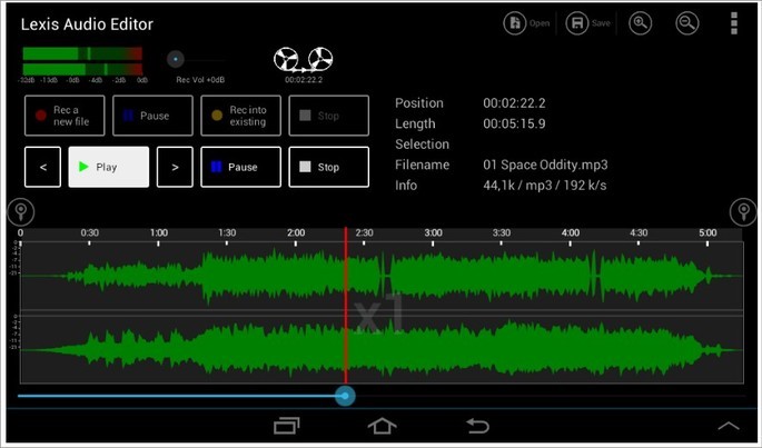 Интерфейс Lexis Audio Editor на Android
