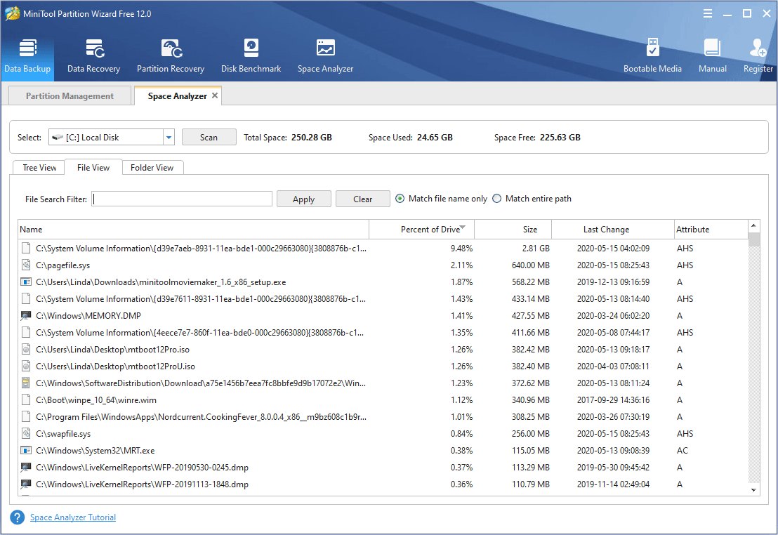 File View в MiniTool Space Analyzer