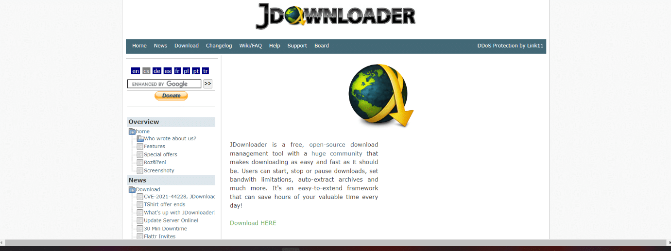 Окно JDownloader 2 с очередью найденных ссылок