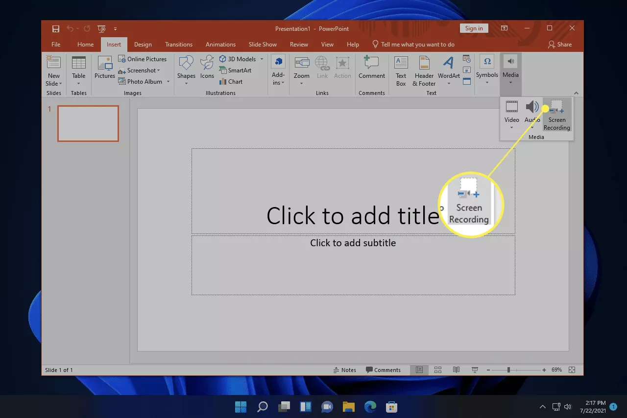 Интерфейс PowerPoint с командами работы со звуком