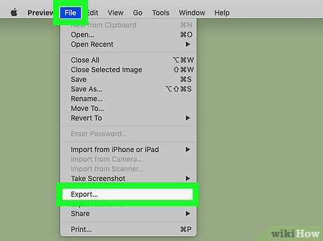 Меню Файл в приложении Просмотр на macOS