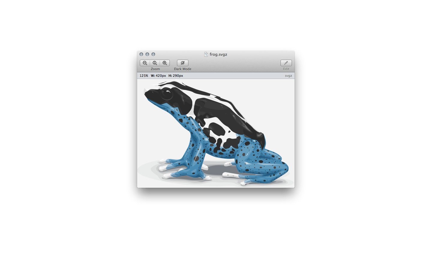 SVGZ-файл frog.svgz открыт в Gapplin на macOS