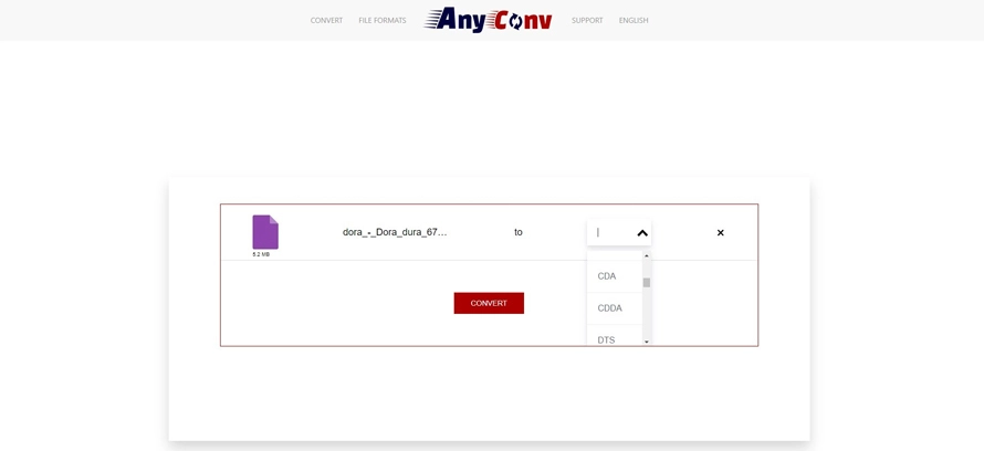 Выбор выходного формата в AnyConv