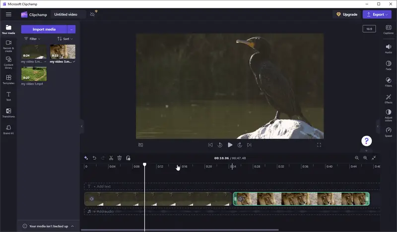Экспорт проекта Clipchamp