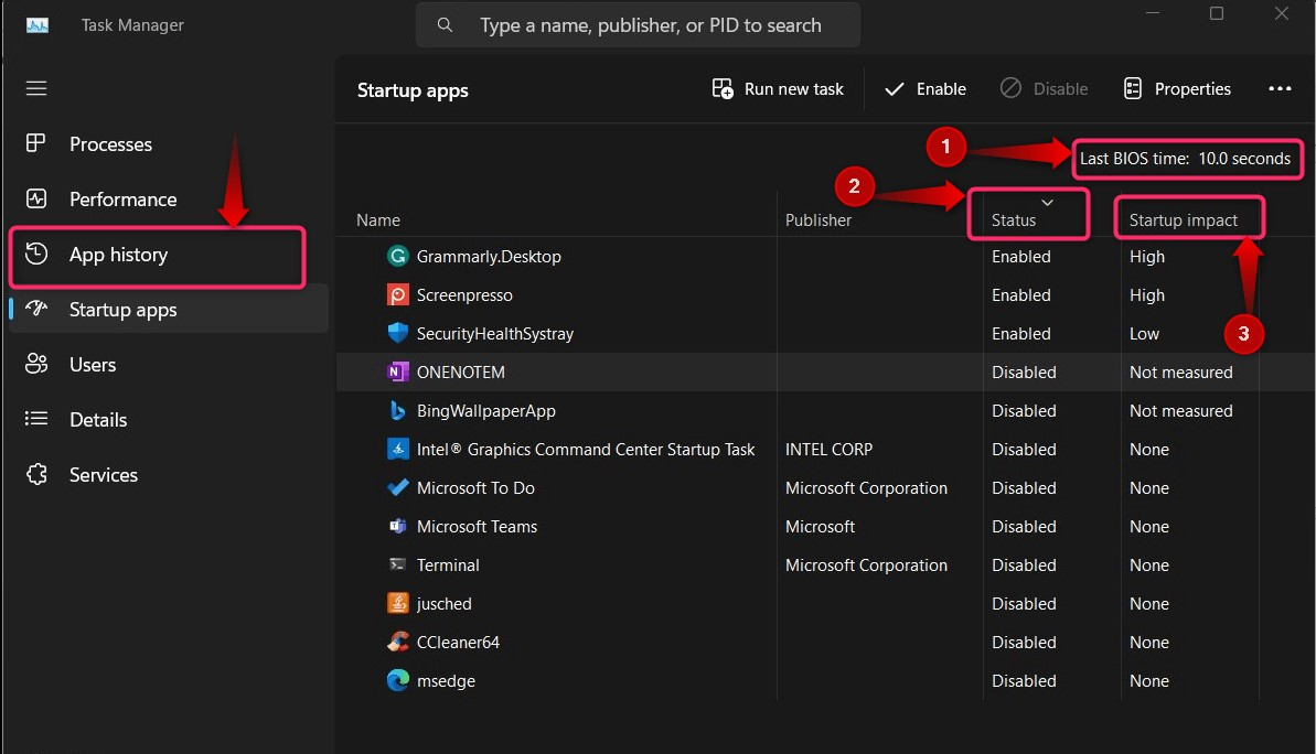 Современный Диспетчер задач Windows 11 и раздел автозагрузки приложений