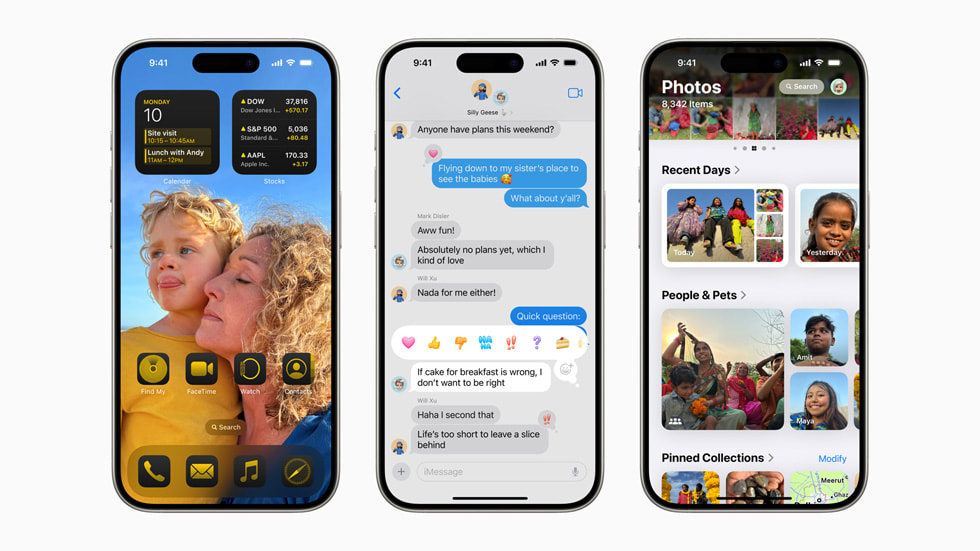 Интерфейс Apple Photos на iPhone с сеткой и коллекциями