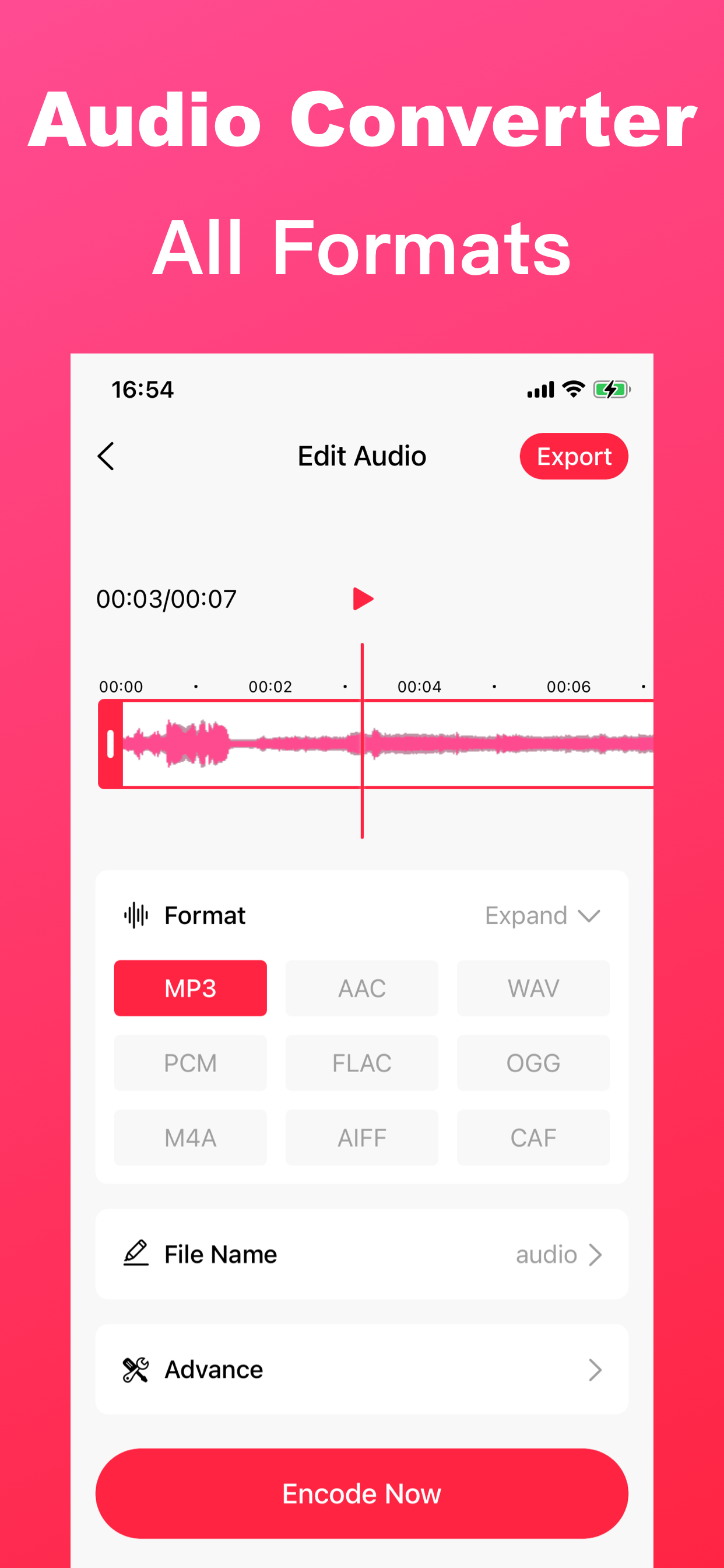Экран редактирования и экспорта аудио в MP3 Converter - Convert to MP3 на iPhone