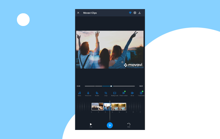 Интерфейс мобильного редактора Movavi