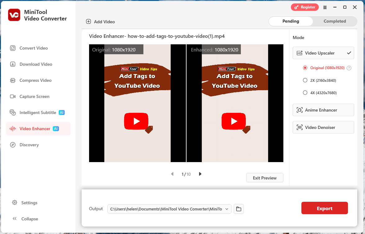 Video Enhancer в MiniTool Video Converter