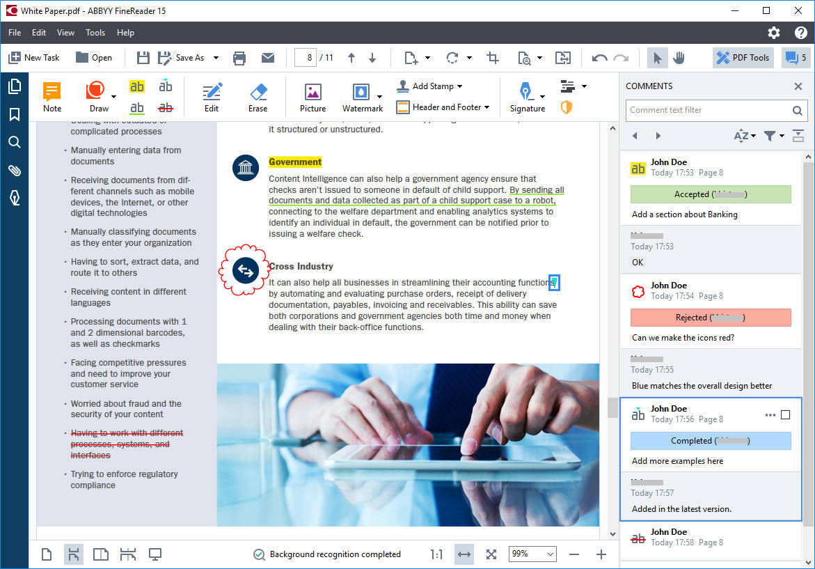 Комментарии и разметка в ABBYY FineReader PDF