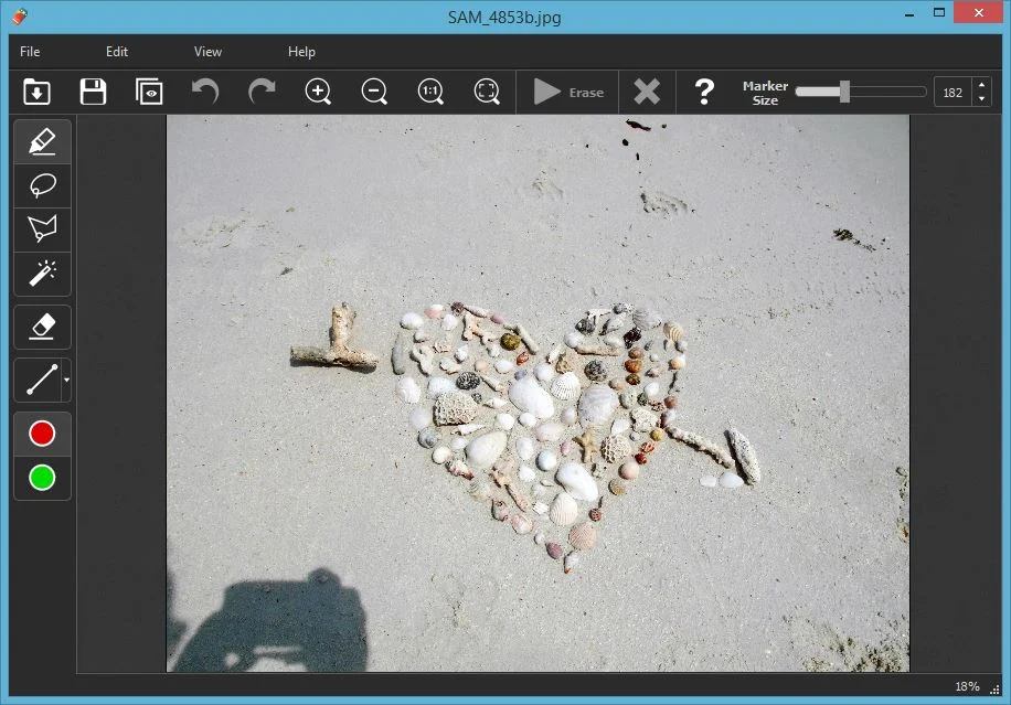 Открытая фотография в Inpaint перед выделением тени