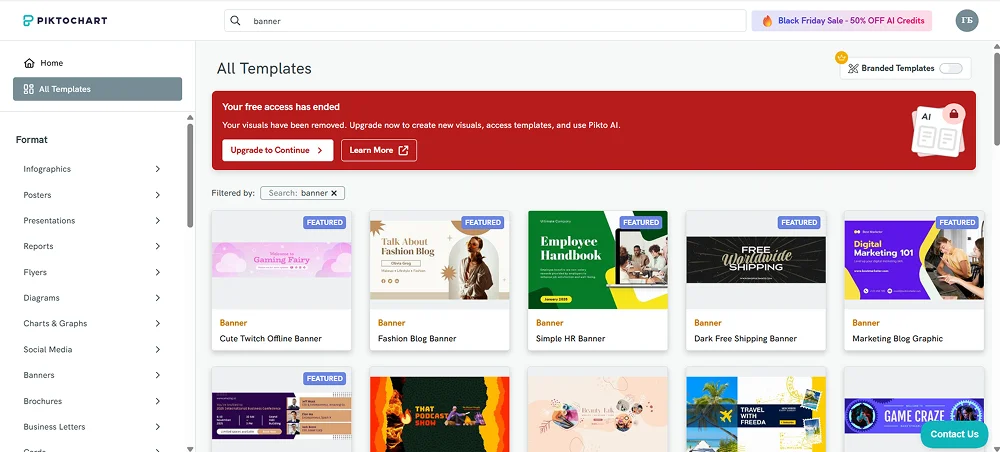 Интерфейс Piktochart