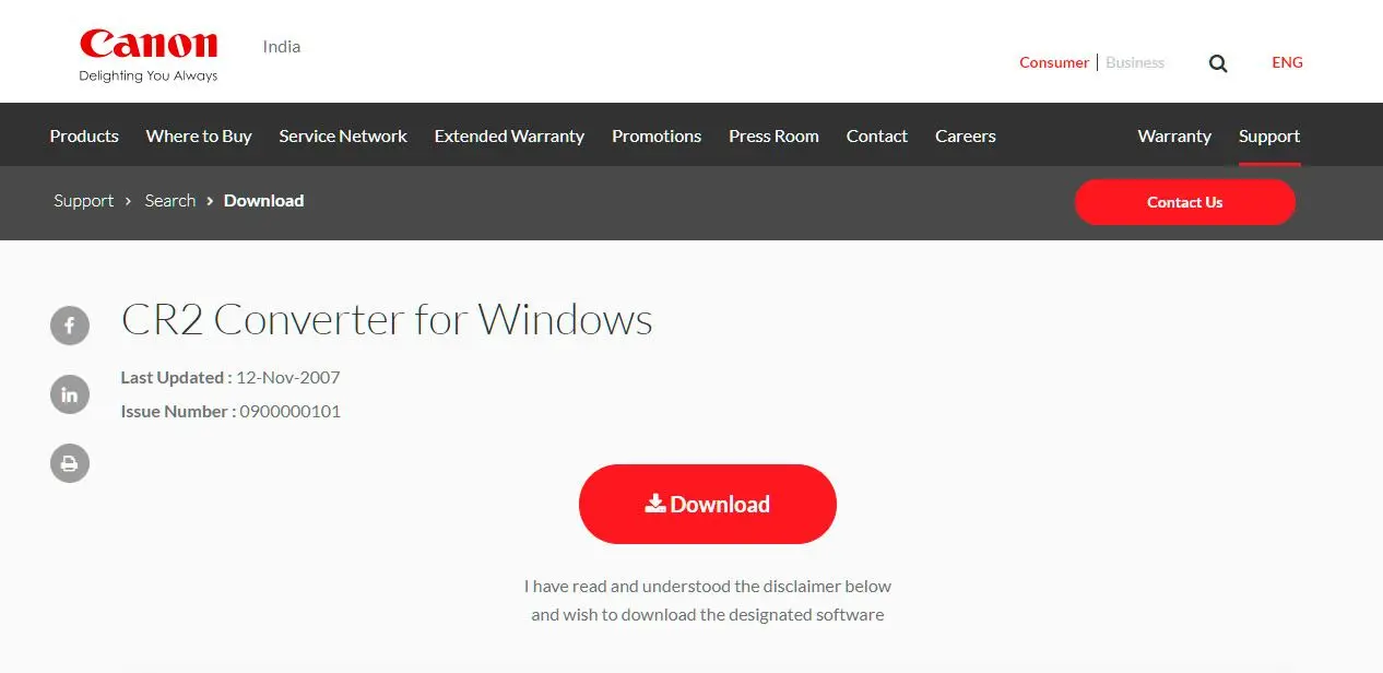 Интерфейс Canon CR2 File Converter