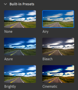 Цветовые пресеты в Adobe Premiere Rush