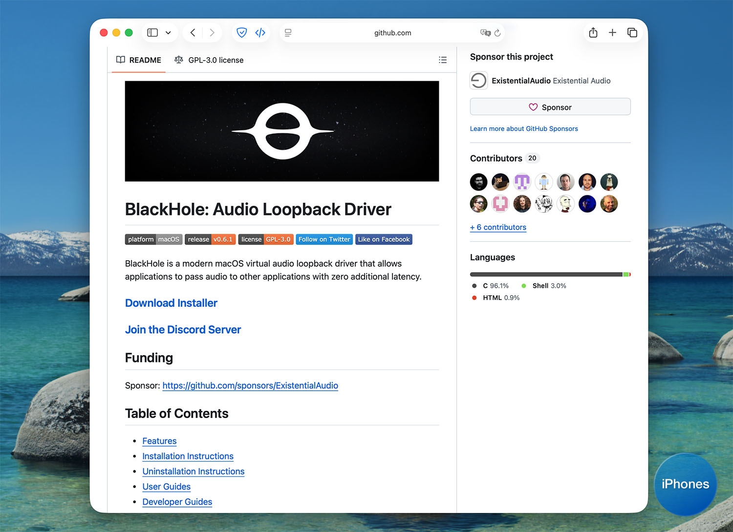 Страница загрузки BlackHole для macOS
