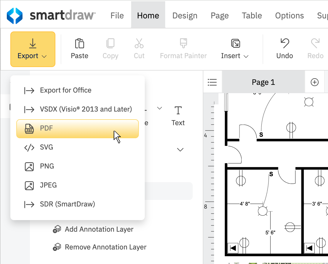 Экспорт схемы в PDF из SmartDraw