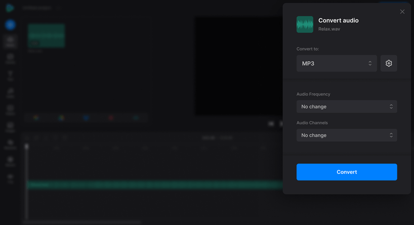Интерфейс Clideo Audio Converter