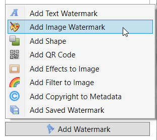 Меню Add Watermark в uMark