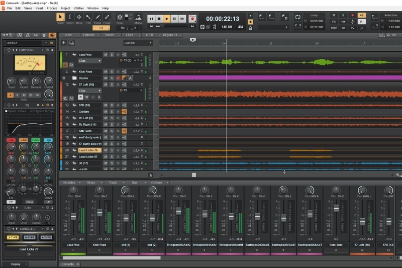 Многодорожечный проект и микшер Cakewalk Sonar