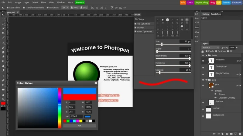 Работа с изображением в Photopea