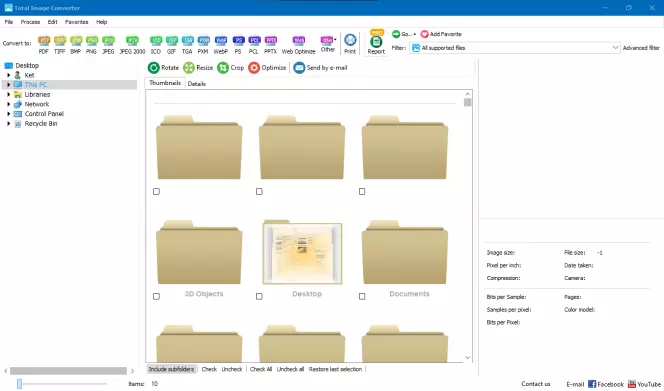 Интерфейс Total Image Converter с файловым списком и параметрами преобразования