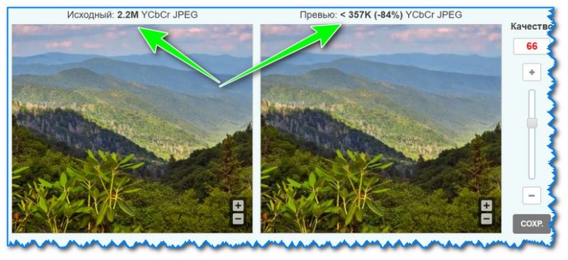 Пакетная очередь ImageCompressor.com с результатами