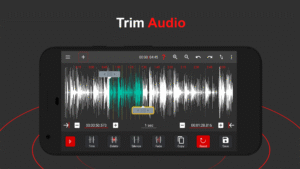 Интерфейс AudioLab на Android с формой волны и инструментами обрезки аудио