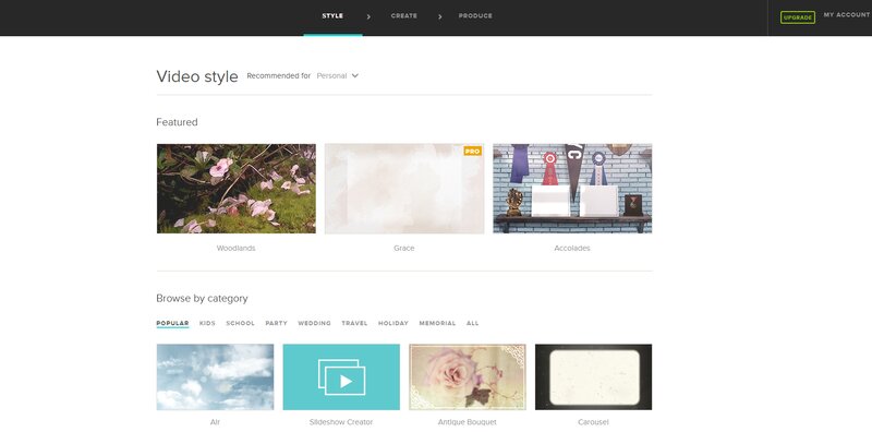 Добавление аудио в Animoto, экран 1