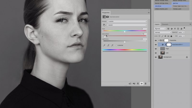Частотное разложение и слои портретной ретуши в Photoshop