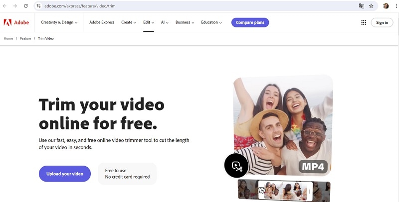 Обрезка видео в Adobe Express