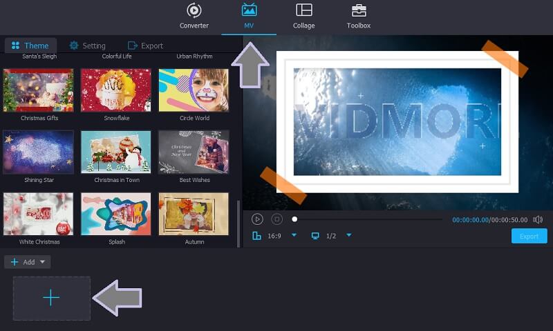 Добавление медиафайлов в интерфейсе Vidmore Video Converter