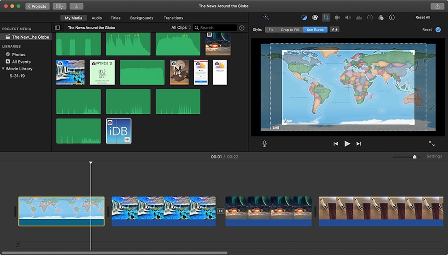 Интерфейс iMovie