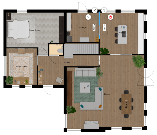 2D-план квартиры в интерфейсе Floorplanner