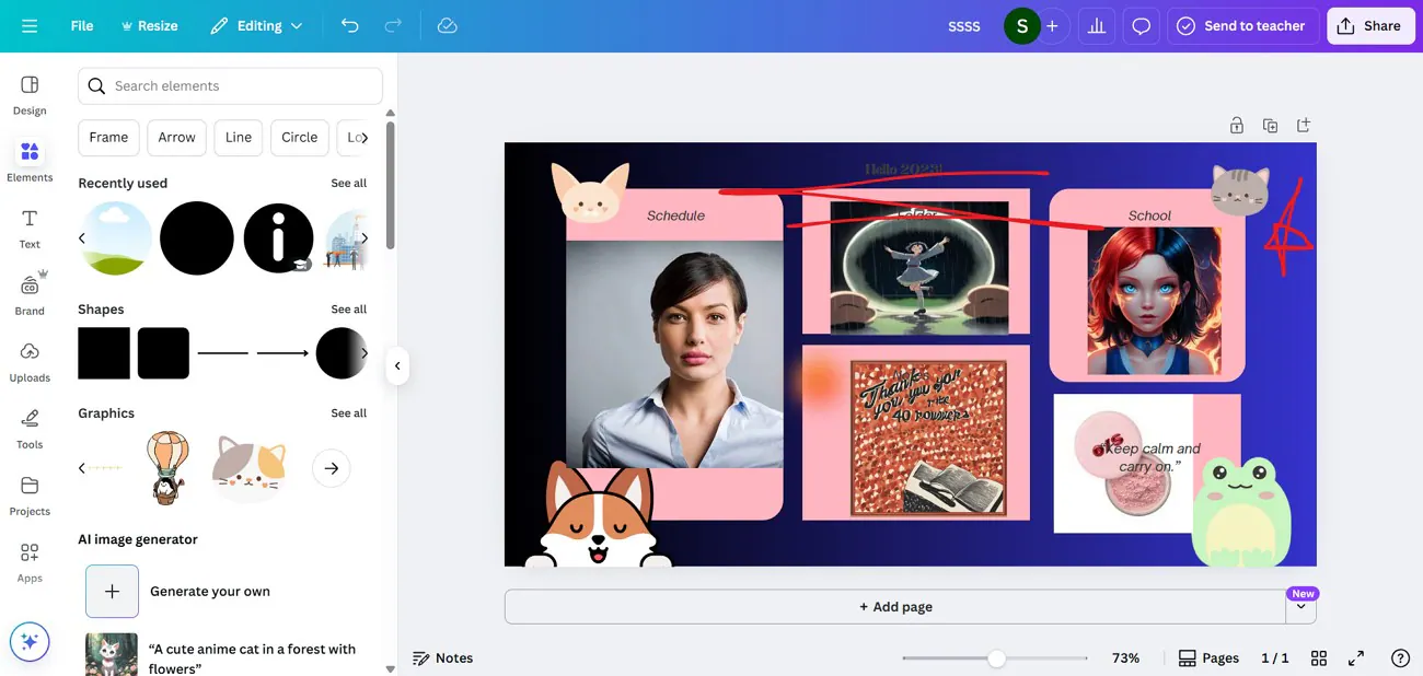 Интерфейс Canva для фотомонтажа