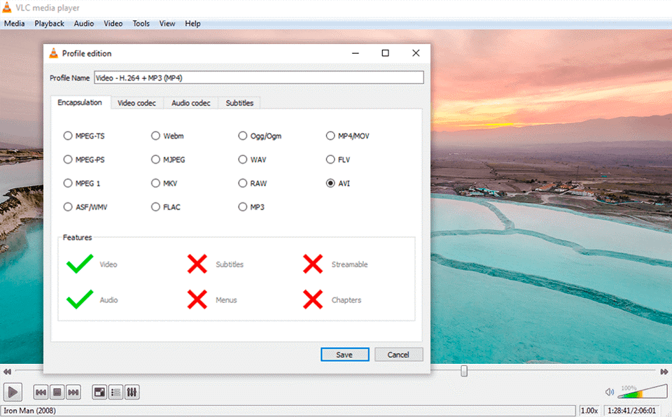 Настройки VLC Media Player для восстановления или конвертации видео