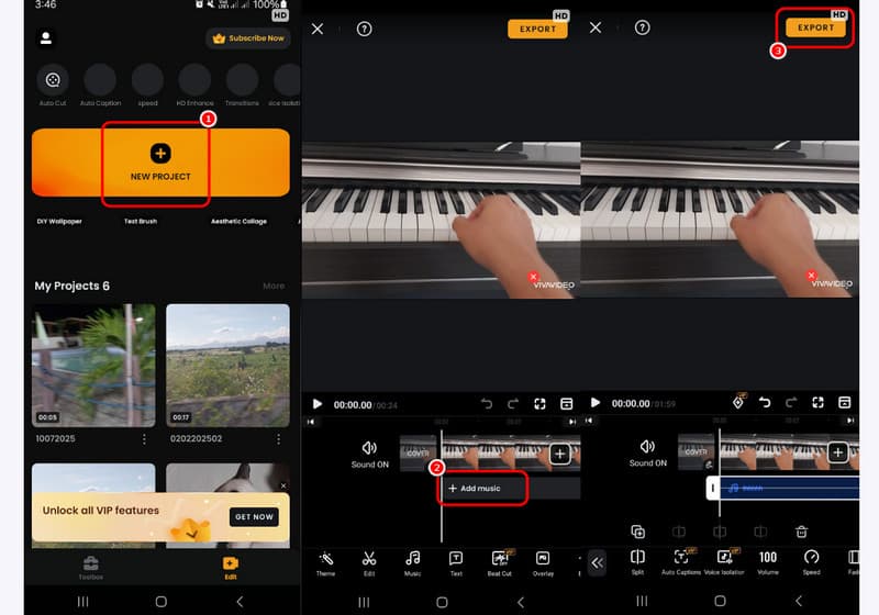 Пример мобильного интерфейса объединения аудио и видео на Android