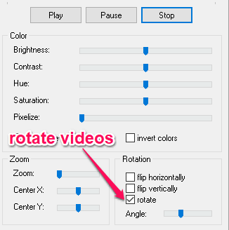 Настройки Color, Zoom и Rotation в Altarsoft Video Converter