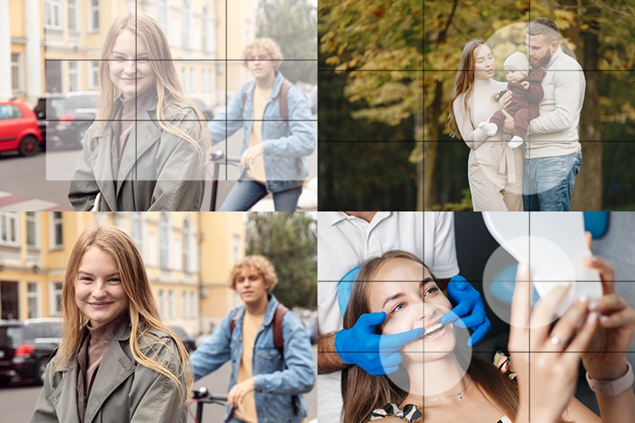 Примеры построения фотографии по сетке правила третей